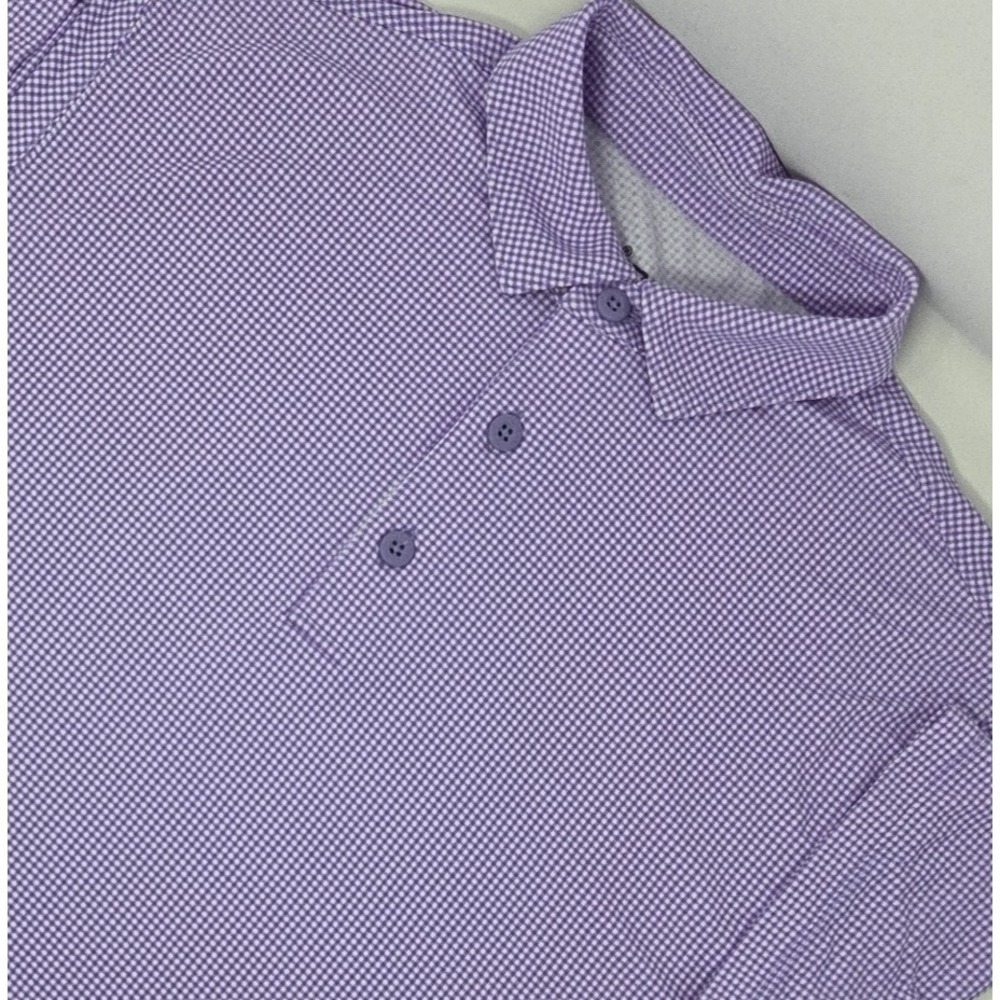IBKUL Short Sleeve Golf Polo Shirt Purple Gingham Check‎  Mens Medium UPF 50+